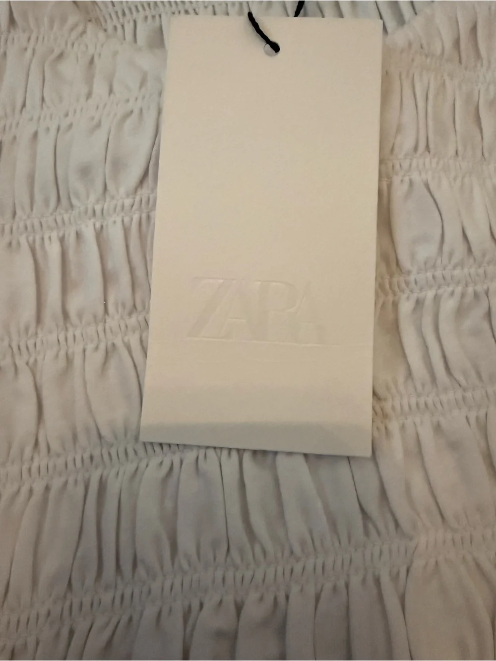 Zara White Smocked Peplum Puff Sleeve Top
